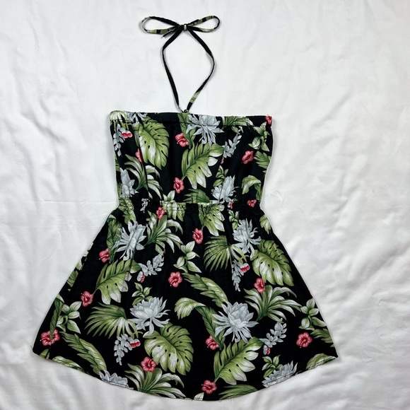 Y2K Tropical Print Babydoll Halter Top - Picture 2 of 7